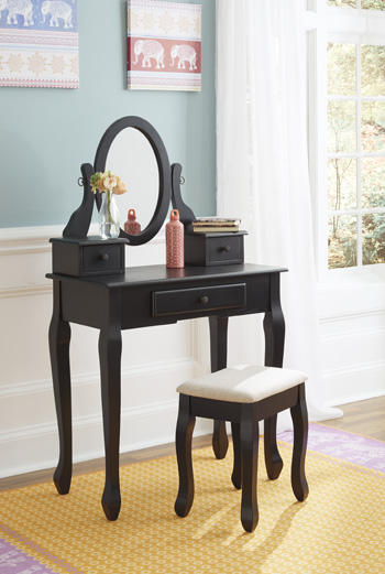 Huey Vineyard Vanity and Mirror with Stool