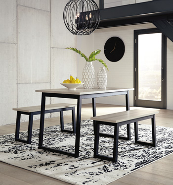 Waylowe Dining Table and Benches (Set of 3)