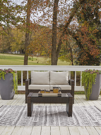 East Brook Outdoor Loveseat with Table (Set of 2)